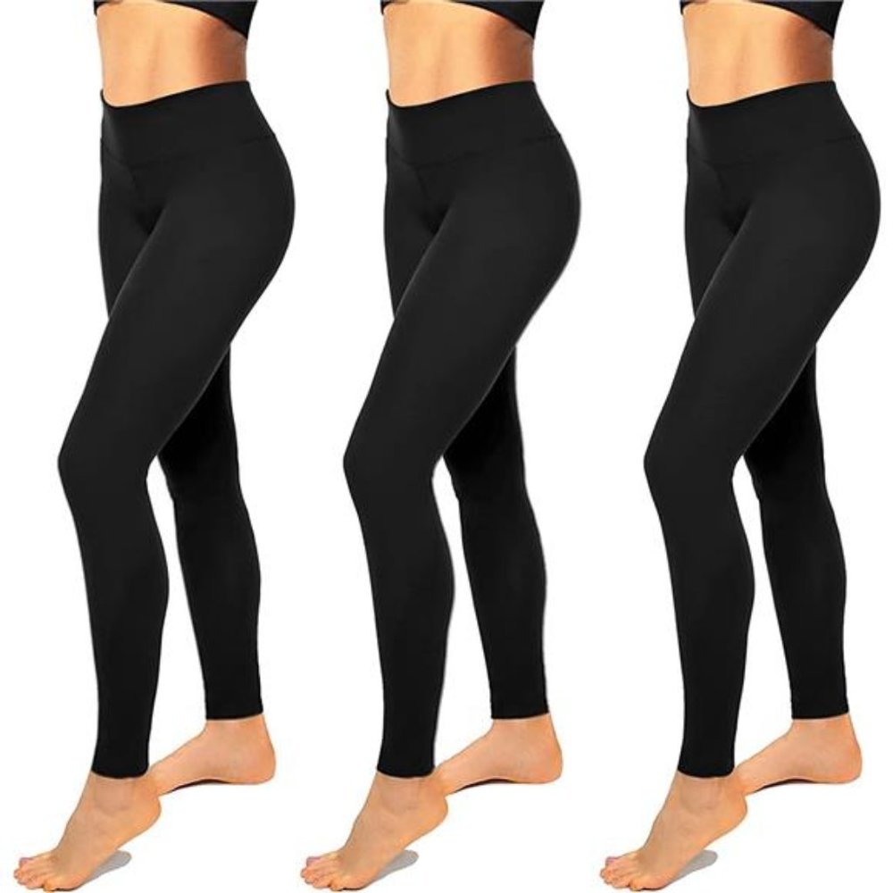 High Waisted Leggings for Women No See-Through-Soft Athletic Tummy Control Black